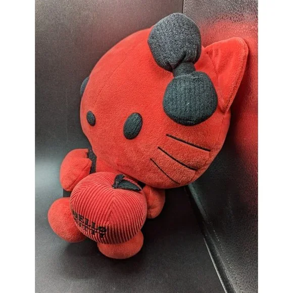 Big Large Sanrio Hello Kitty Plush Stuffed Doll Red Black Apple ~ Rare, HTF